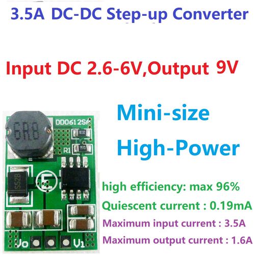 15W 2.6-6V TO 9V DC-DC Step-up Boost Converter Voltage Regul