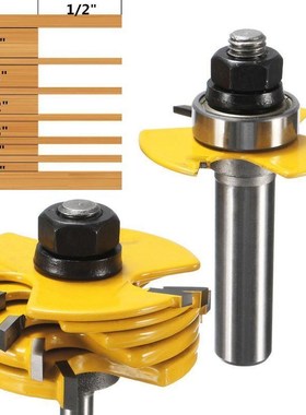 2Pcs Slot Cutter 3 Wing Router Bit 1/2 1/4 inch Shank Adjus