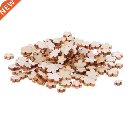 100pcs Cut Wood Plum blossom Embellishment Wooden Shape Craf