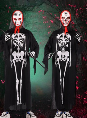 Adult Children Robe Devil Halloween Dress Ghost Skeleton
