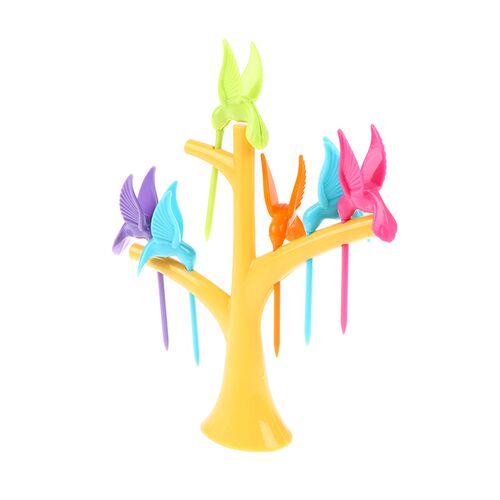 1 Set Plastic Fruit Fork e Birds Dessert Fork Set Vegetable