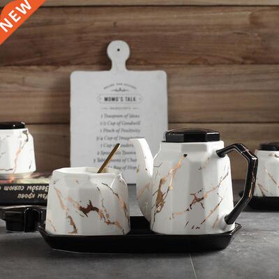 Creative simple marbled gilt ceramic seasoning jar combinati