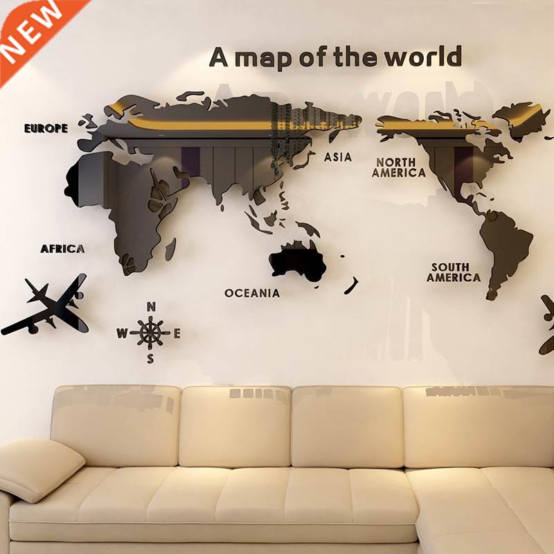 World Map Acrylic 3D Solid Crystal Bedroom Wall With Living