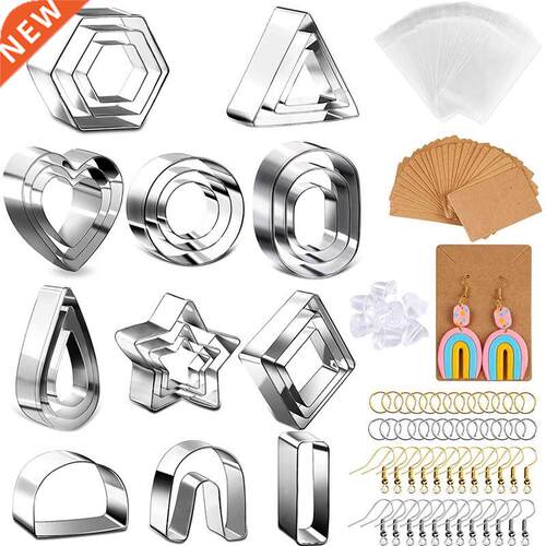 07Pcs Polymer Clay Earring Cutters Molds Tools with Earring