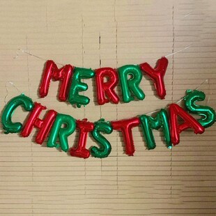 1set Merry Christmas Backdrop Decorated Red Green Balloon