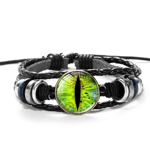 Cool Dragon Eye Charm Bracelet s Punk Jewelry Green Blue Pur