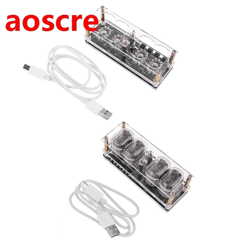 IN-12 Glow Tube Clock Colorful 4 Digits LED Retro Clock Nurs