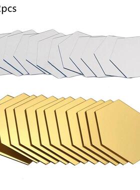 12pcs Self Adhesive Reflective Hexagon Shape Stereo Mirror W