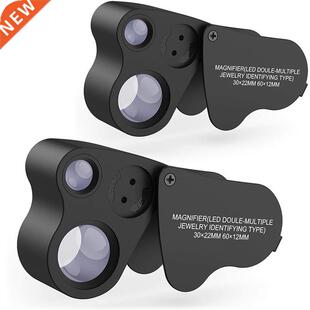 Jewelry Loupe,2 Pack 30X 60X Illuminated Jeweler Loupe nifie