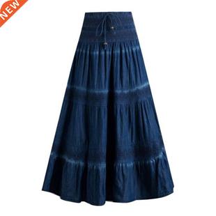 Casual Jeans Skirts Women's Denim Maxi Skirt Elastic Hig