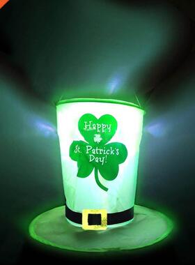 Saint Patricks Day Glowing Hat Led Shamrock Irish Cap Props