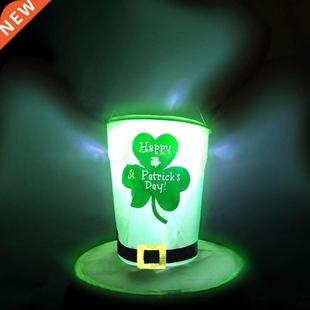 Saint Patricks Day Glowing Hat Led Shamrock Irish Cap Props