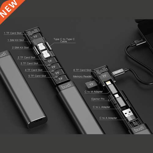 BUDI 15w Portable Multi function Smart Adapter Card Storage
