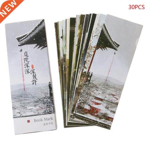 30pcs Creative Chinese Style Paper Bookmarks Painting Cards