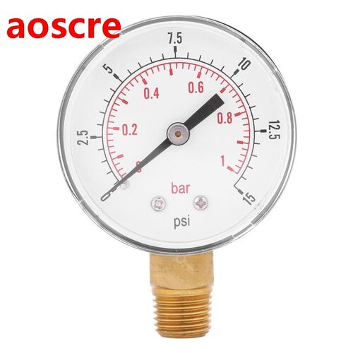 Mini Low Pressure Gauge For Fuel Air Oil Or Water 0-15psi/0-