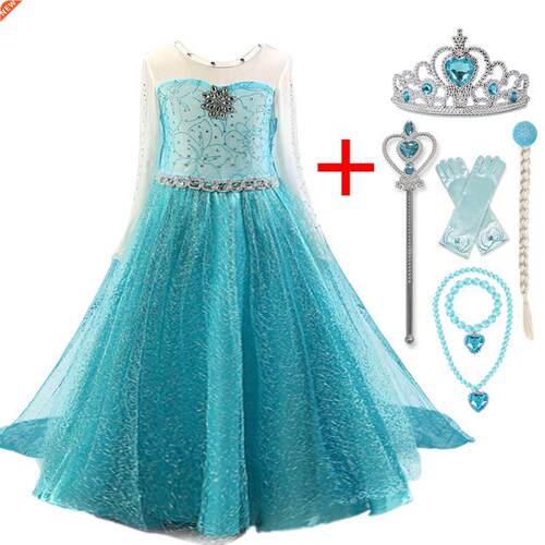 Princess Girls Elsa Dress Cosplay Dresses Snow Queen Costume