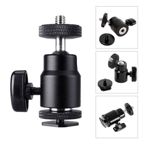 Hot Shoe Mount Adapter Mini Ball Head Ring Light Adapter Fo