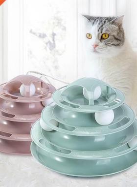3/4 Levels Cat Toy Tower Tracks Cat Toys Interactive Cat Int