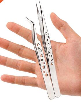 2pcs Tweezers Electronics Tweezers Set Kit Hard Thick Stainl