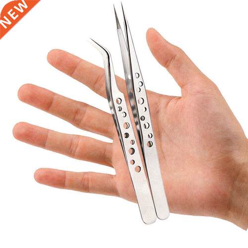 2pcs Tweezers Electronics Tweezers Set Kit Hard Thick Stainl
