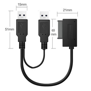 USB2.0 to 6+7 13Pin Slimline Slim SATA Cable With External U