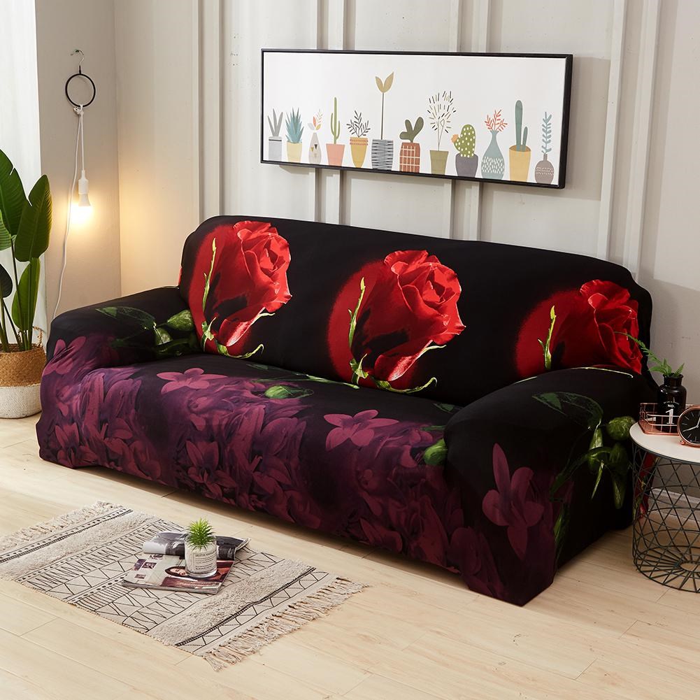 3D Red Rose Flower Printing Elastic Sofa Cover/Pillowvase