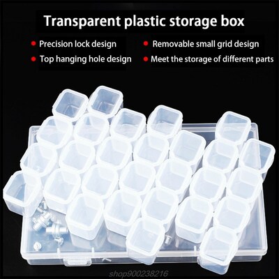Transparent 28 Compartments Transparent Storage Box Plastic