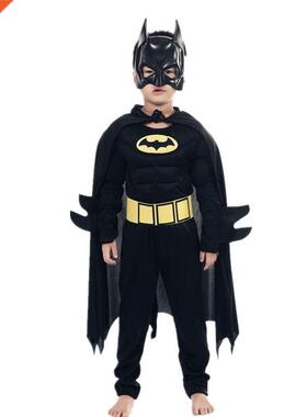 Kids Boys Muscle Costumes with Mask Cloak Movie Character Su