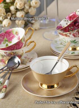 Europe Noble Bone China Coffee Cup Saucer Spoon Set 200ml Lu