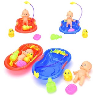 1 Set Kid Pretend Play Toy Bath Toys Baby Doll in Bath Tub