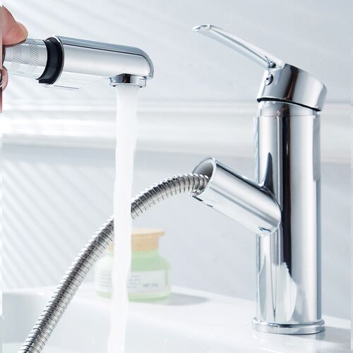 Bathroom Basin Faucet Pull Out Spray Sink Tap Single Handle