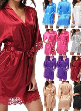 Women's Silk Satin Robe Bride Bridesmaid Dress Wedding Kimon