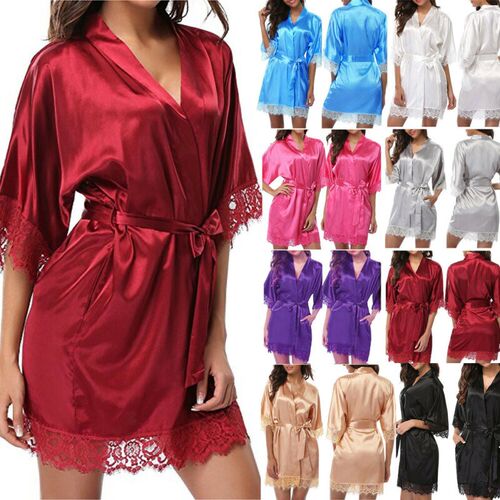 Women's Silk Satin Robe Bride Bridesmaid Dress Wedding Kimon