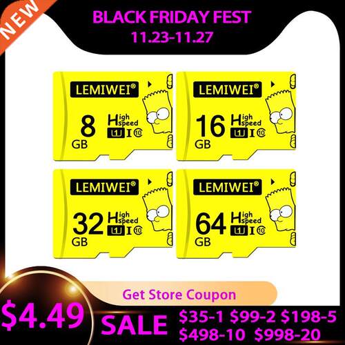 Bart Simpson Top Quality TF Card 8GB 16GB 64GB Class 10 Wate