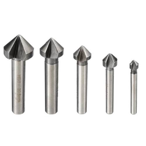 3 Flute 90 Degree Countersink Drill Bit Set Round Wood Steel