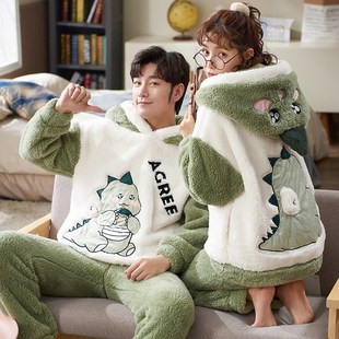 Couples Pajamas Sets Women Men Winter Thicken Pyjamas Sleepw