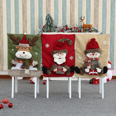 3D Chair Covers Christmas Santa Elk Snowman Dinner Table Chr
