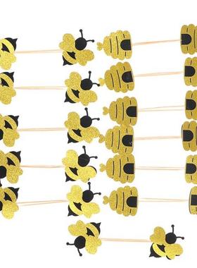12pcs Bee Shape Cupcake Paper Cake Topper Birtay Party Cake