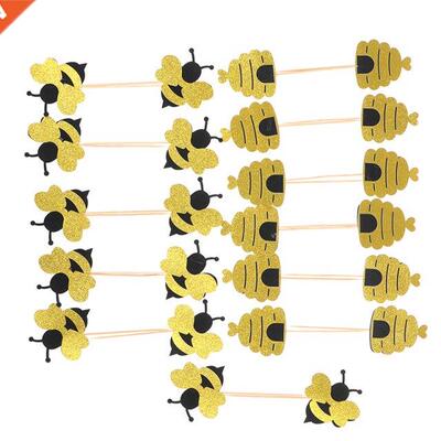 12pcs Bee Shape Cupcake Paper Cake Topper Birtay Party Cake