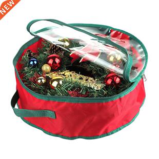 Transparent Christmas Wreath Storage ag with Handle Cover