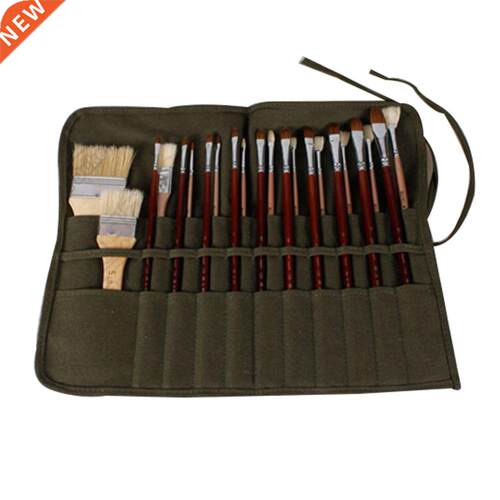 Canvas Pouch For Oil Watercolor Pen Storage Army Green Stati