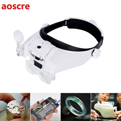 Head Mounted Binocular Eyewear Loupe Magnifier USB Rechargea