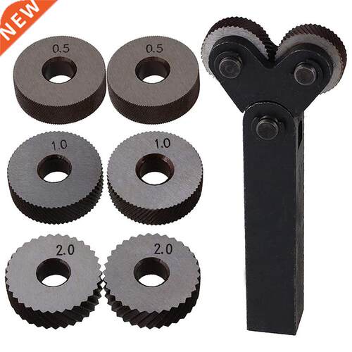Dual Wheel Knurling Tool Kit 7Pcs 0.5mm 1mm 2mm Wheel Linear