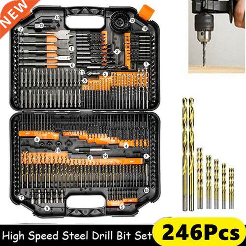 Hot 246pcs/bag Titanium Coated Twist Drill Bit High Steel fo