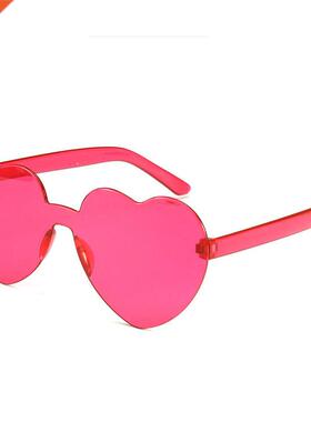 Love Heart Shape Sunglasses Women Rimless Frame Tint Clear L