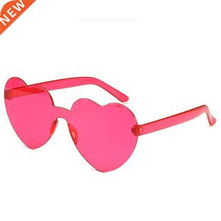 Love Heart Shape Sunglasses Women Rimless Frame Tint Clear L