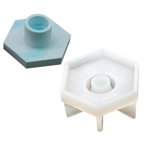 Concrete Hexagon Candlestick Silicone Mold Decoration Home B