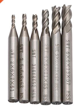 6Pcs 2/2.5/3/4/5/6mm 4 Flutes Carbide End Mill Diameter Rout