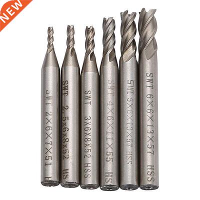 6Pcs 2/2.5/3/4/5/6mm 4 Flutes Carbide End Mill Diameter Rout