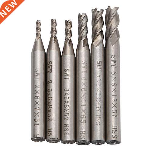 6Pcs 2/2.5/3/4/5/6mm 4 Flutes Carbide End Mill Diameter Rout